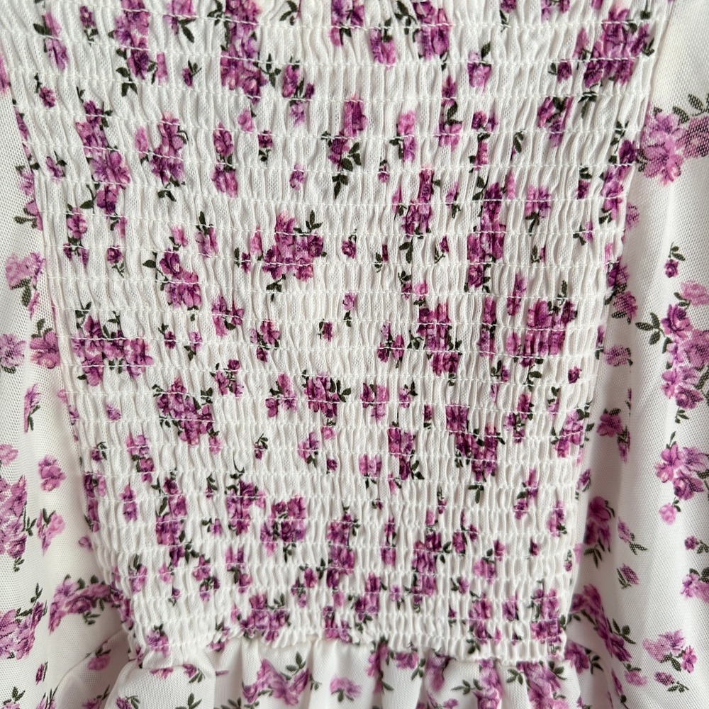 Kirious Los Floral Top Cropped Coquette Fairy Romance Cottage Boho Large - Picture 5 of 11